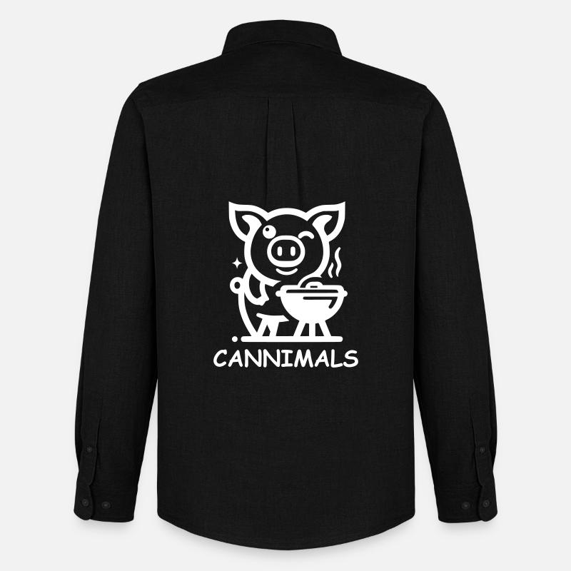 Cannimals – Logo White Edition - Männer Oxford Hemd von Stanley/Stella - Schwarz