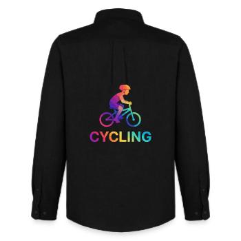 Vibrant Gradient Cyclist Kid Child - Männer Oxford Hemd von Stanley/Stella - Schwarz - Hinten - AI Model Male 185 dark (185cm)