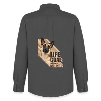 Belgian Malinois Dog Lover Design - Men's Oxford Shirt by Stanley/Stella - anthracite - Back - AI Model Male 185 dark (185cm)