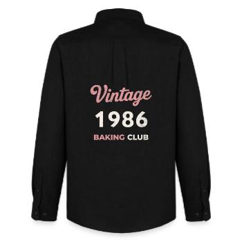 Vintage 1986 – Baking Club Retro Geburtsjahr - Männer Oxford Hemd von Stanley/Stella - Schwarz - Hinten - AI Model Male 185 dark (185cm)
