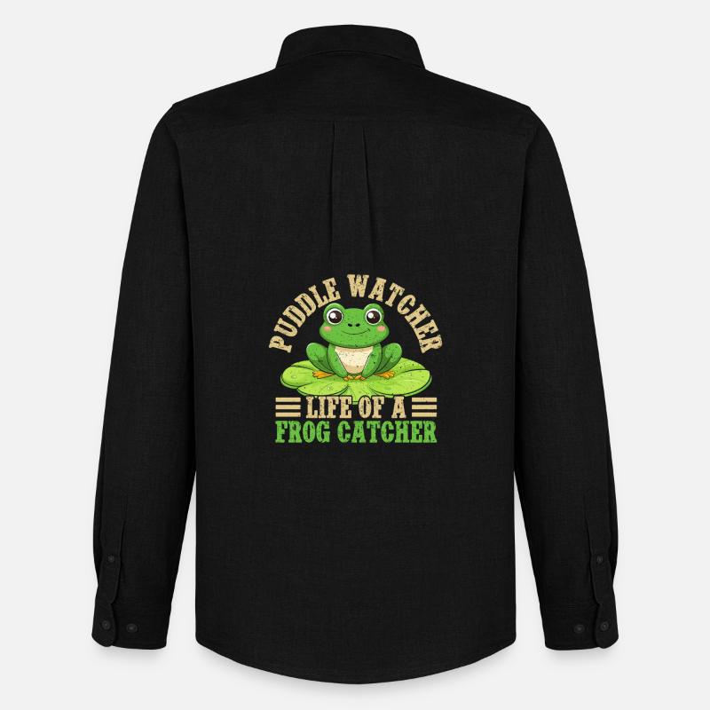 Frog Catcher Puddle Watcher Frog - Männer Oxford Hemd von Stanley/Stella - Schwarz