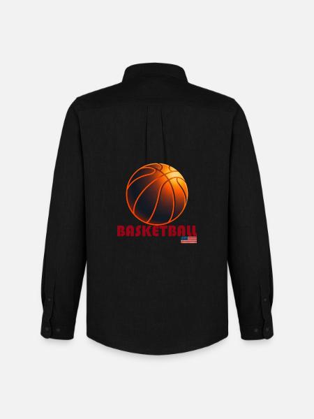 Orange Basketball America - Men's Oxford Shirt by Stanley/Stella - black