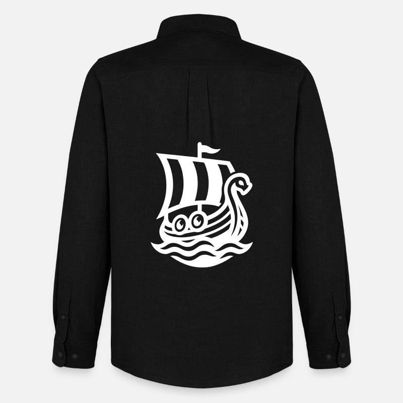 Wikingerschiff Drachenboot - Männer Oxford Hemd von Stanley/Stella - Schwarz