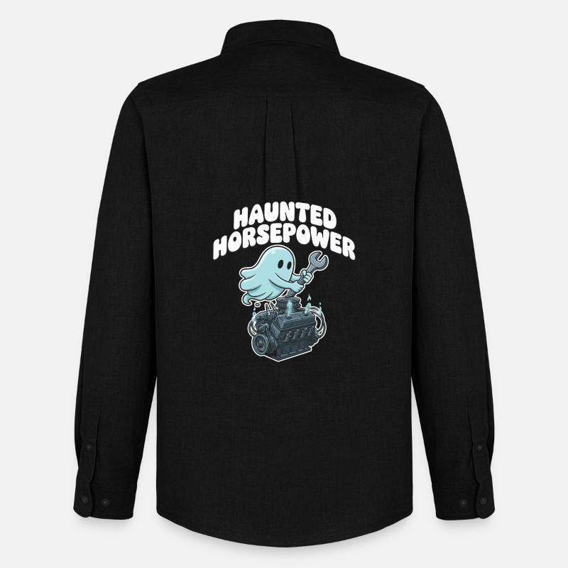 Ghost Engine Haunting Engine Cartoon - Men's Oxford Shirt by Stanley/Stella - black