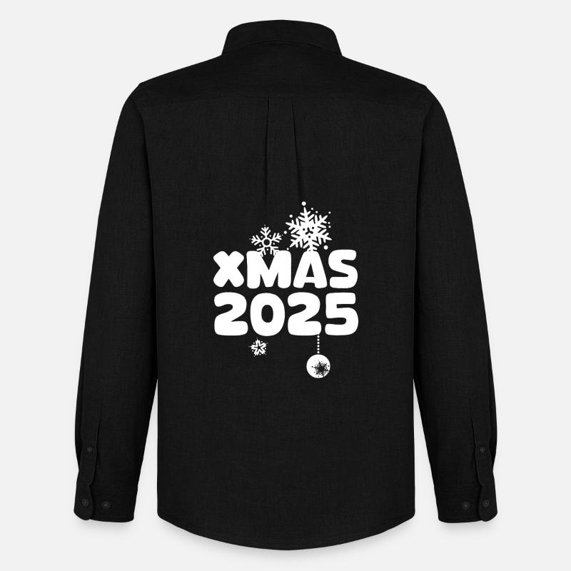 XMAS 2025 mit Schneeflocken Design - Männer Oxford Hemd von Stanley/Stella - Schwarz