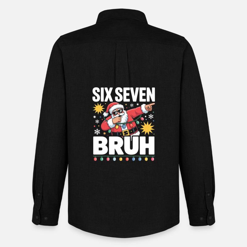Weihnachtsbruh: Santa mit Lichterkette - Männer Oxford Hemd von Stanley/Stella - Schwarz