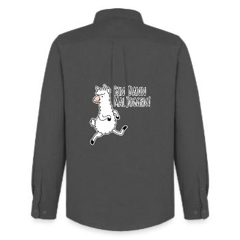 Then I'm jogging! The funny llama likes to run! - Men's Oxford Shirt by Stanley/Stella - anthracite - Back - AI Model Male 185 dark (185cm)