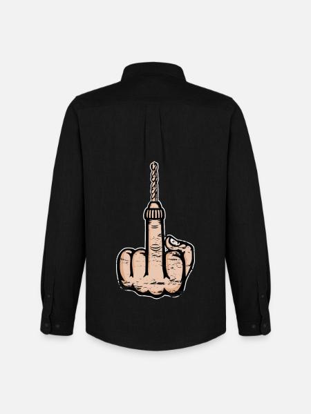Middle Finger Stinky Finger Drill Design - Men's Oxford Shirt by Stanley/Stella - black