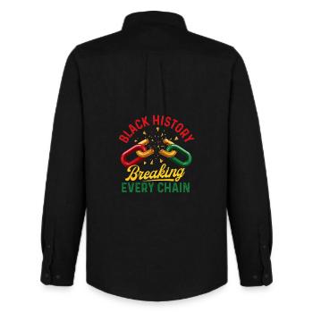 Black History Breaking Every Chain - Men's Oxford Shirt by Stanley/Stella - black - Back - AI Model Male 185 dark (185cm)