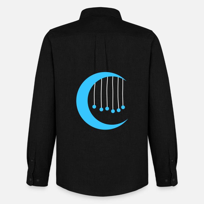 Blauer Mond mit Windspiel - Männer Oxford Hemd von Stanley/Stella - Schwarz