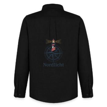 Northern Lights Lighthouse Compass North Sea Coast Baltic Sea - Men's Oxford Shirt by Stanley/Stella - black - Back - AI Model Male 185 dark (185cm)