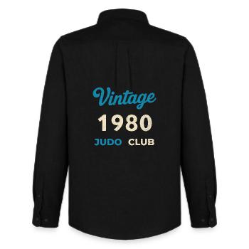 Vintage 1980's Judo Club Retro Birth Year Gift - Men's Oxford Shirt by Stanley/Stella - black - Back - AI Model Male 185 dark (185cm)