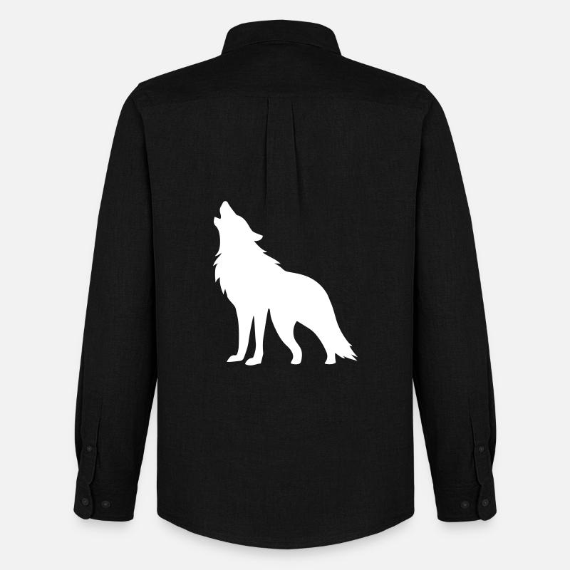 Wolf Silhouette - Männer Oxford Hemd von Stanley/Stella - Schwarz