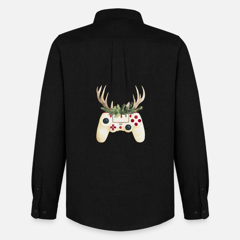 Weihnachtscontroller mit Hirschgeweih - Männer Oxford Hemd von Stanley/Stella - Schwarz