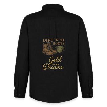 Plaque de loisir pour la recherche d’or Cadeau Creek - Chemise Oxford homme Stanley/Stella - noir - Dos - AI Model Male 185 dark (185cm)