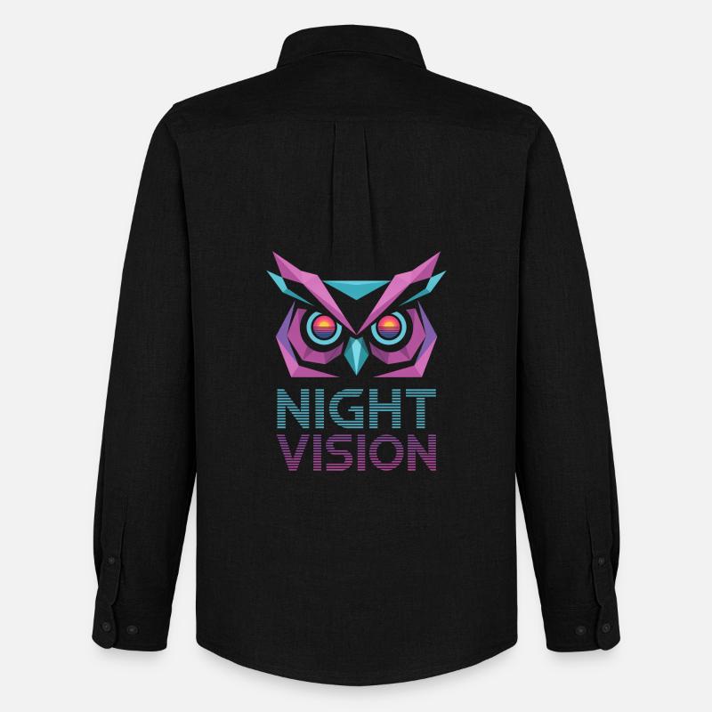 Night Vision Eule Retro Cyberpunk - Männer Oxford Hemd von Stanley/Stella - Schwarz