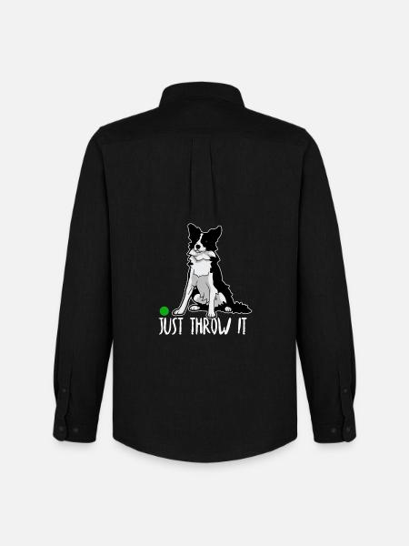 Funny Border Collie Just Throw It Dog Lover Gift I - Men's Oxford Shirt by Stanley/Stella - black