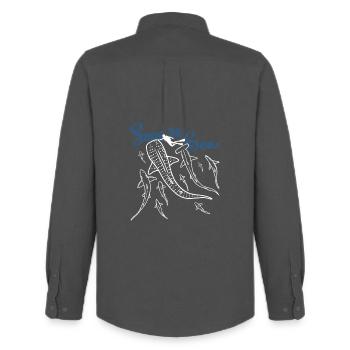 Save The  Sea Ocean Lifeline - Men's Oxford Shirt by Stanley/Stella - anthracite - Back - AI Model Male 185 dark (185cm)