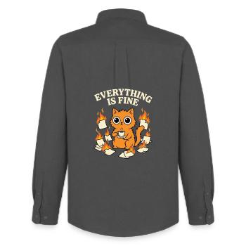 Everything Is Fine Kaffee Katze Chaos Lustig - Männer Oxford Hemd von Stanley/Stella - Anthrazit - Hinten - AI Model Male 185 dark (185cm)