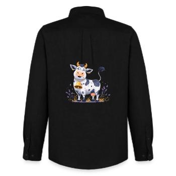Funny cow with bell - Men's Oxford Shirt by Stanley/Stella - black - Back - AI Model Male 185 dark (185cm)