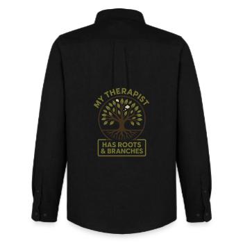 Forest Walk Overthinker Mental Reset - Men's Oxford Shirt by Stanley/Stella - black - Back - AI Model Male 185 dark (185cm)