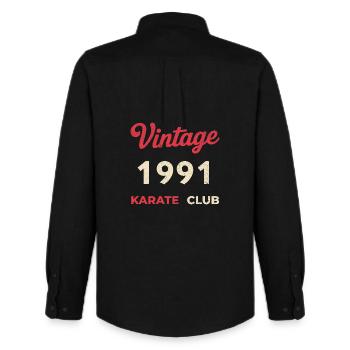 Vintage 1991 – Année de naissance rétro du Karate Club - Chemise Oxford homme Stanley/Stella - noir - Dos - AI Model Male 185 dark (185cm)