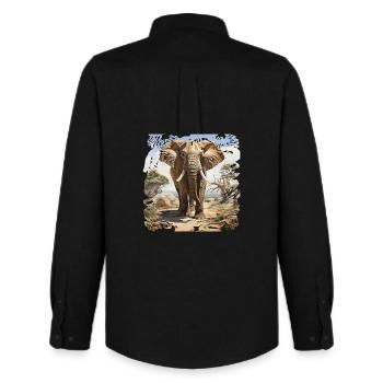 Éléphant de savane dans un style aquarelle - Chemise Oxford homme Stanley/Stella - noir - Dos - AI Model Male 185 dark (185cm)