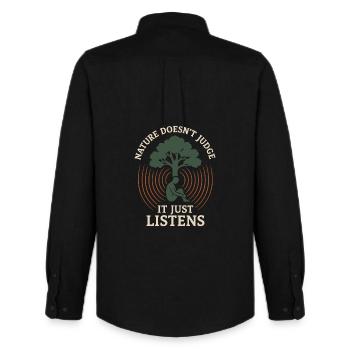 Forest Walk Overthinker Mental Reset - Men's Oxford Shirt by Stanley/Stella - black - Back - AI Model Male 185 dark (185cm)