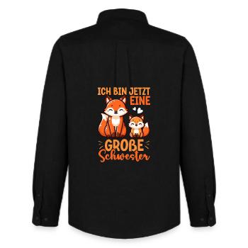 Big Sister Fox Lover Sibling - Men's Oxford Shirt by Stanley/Stella - black - Back - AI Model Male 185 dark (185cm)