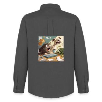 Animal office chaos - Men's Oxford Shirt by Stanley/Stella - anthracite - Back - AI Model Male 185 dark (185cm)