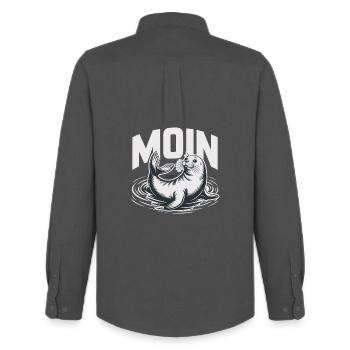 Seal seal Baltic Sea North Sea Moin - Men's Oxford Shirt by Stanley/Stella - anthracite - Back - AI Model Male 185 dark (185cm)