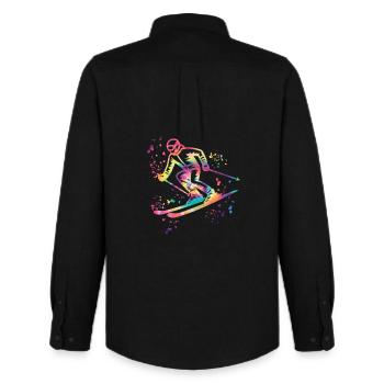 Alpine skiing Winter sports Nordic skiing - Men's Oxford Shirt by Stanley/Stella - black - Back - AI Model Male 185 dark (185cm)