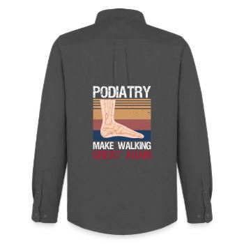 Funny Podiatrist Gift Cool Podiatry - Männer Oxford Hemd von Stanley/Stella - Anthrazit - Hinten - AI Model Male 185 dark (185cm)