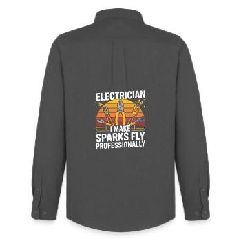 Electrician I Make Sparks Fly Professionally - Männer Oxford Hemd von Stanley/Stella - Anthrazit - Hinten - AI Model Male 185 dark (185cm)