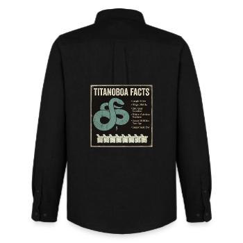 Titanoboa Facts Largest Snake of Prehistoric Times - Men's Oxford Shirt by Stanley/Stella - black - Back - AI Model Male 185 dark (185cm)