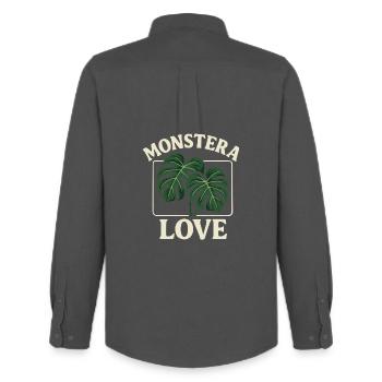 Monstera Love - Chemise Oxford homme Stanley/Stella - charbon - Dos - AI Model Male 185 dark (185cm)