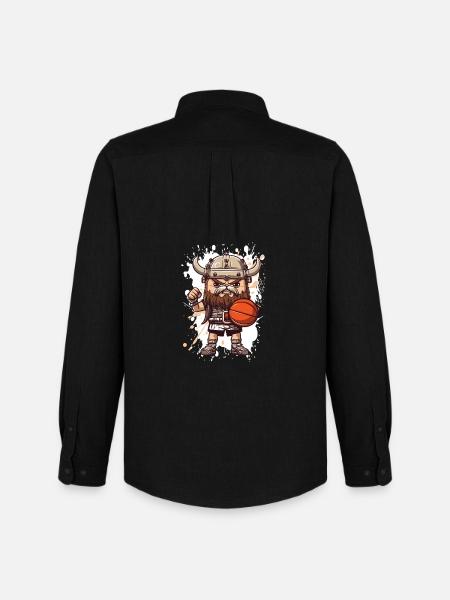 Viking Basketball Warrior Cartoon - Men's Oxford Shirt by Stanley/Stella - black