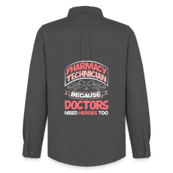 Pharmacien Technicien Pharmaceutique - Chemise Oxford homme Stanley/Stella - charbon - Dos - AI Model Male 185 dark (185cm)