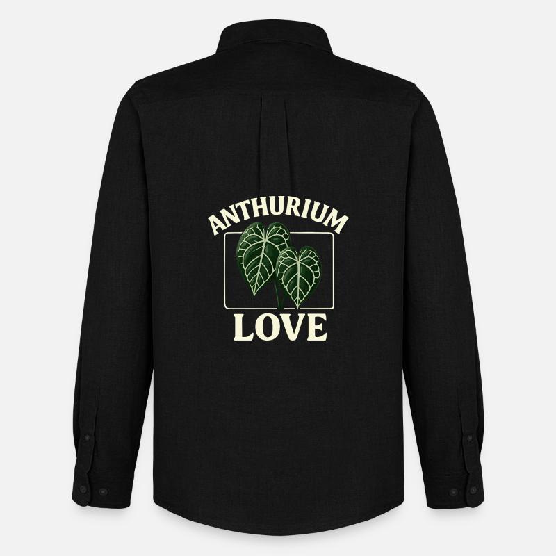 Anthurium Love - Männer Oxford Hemd von Stanley/Stella - Schwarz