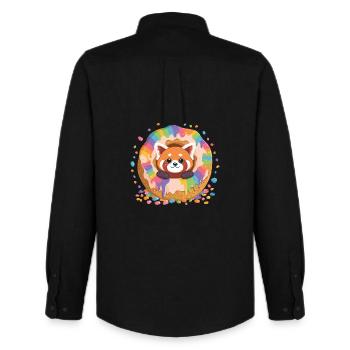Donut Panda Regenbogen - Männer Oxford Hemd von Stanley/Stella - Schwarz - Hinten - AI Model Male 185 dark (185cm)