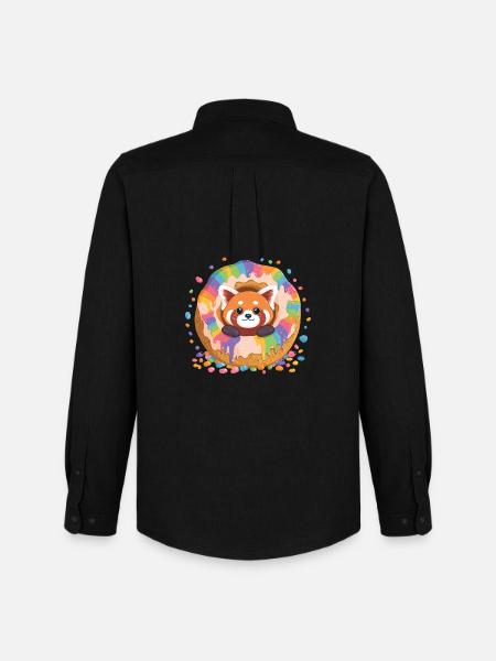 Donut Panda Rainbow - Men's Oxford Shirt by Stanley/Stella - black