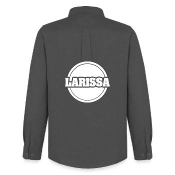 First name Larissa - Men's Oxford Shirt by Stanley/Stella - anthracite - Back - AI Model Male 185 dark (185cm)
