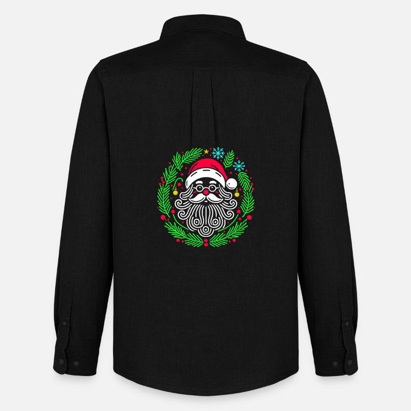 Weihnachtsrunder Weihnachtsmann mit Ästen - Männer Oxford Hemd von Stanley/Stella - Schwarz