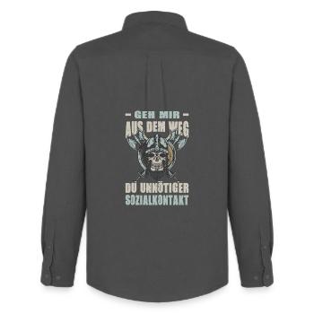Tenues vikings Valhalla Mythologie nordique - Chemise Oxford homme Stanley/Stella - charbon - Dos - AI Model Male 185 dark (185cm)