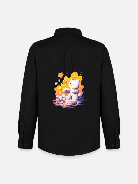 Cat Cosmos Neon Palette - Men's Oxford Shirt by Stanley/Stella - black