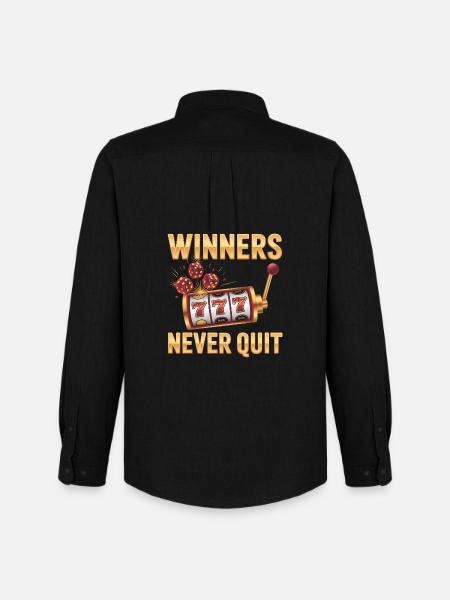 Winners never quit - Funny Casino Meme - Men's Oxford Shirt by Stanley/Stella - black