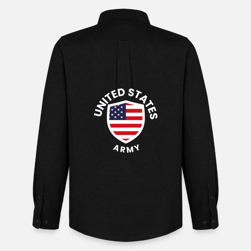 US Army Shield Flag Emblem - Männer Oxford Hemd von Stanley/Stella - Schwarz