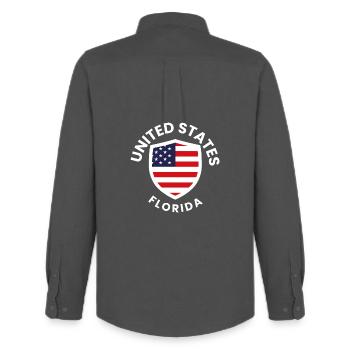 Flag Shield USA Florida - Chemise Oxford homme Stanley/Stella - charbon - Dos - AI Model Male 185 dark (185cm)
