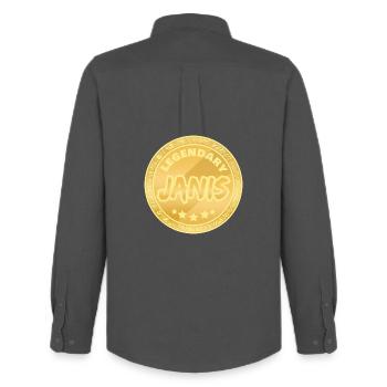 Janis comme prénom - Chemise Oxford homme Stanley/Stella - charbon - Dos - AI Model Male 185 dark (185cm)