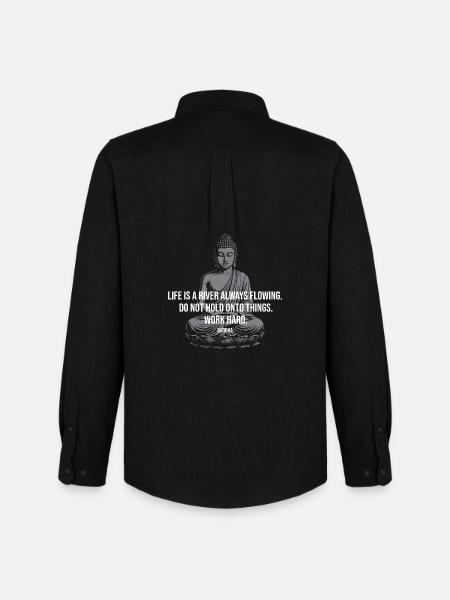 Fluss-Buddha-Zitat-Tee - Männer Oxford Hemd von Stanley/Stella - Schwarz